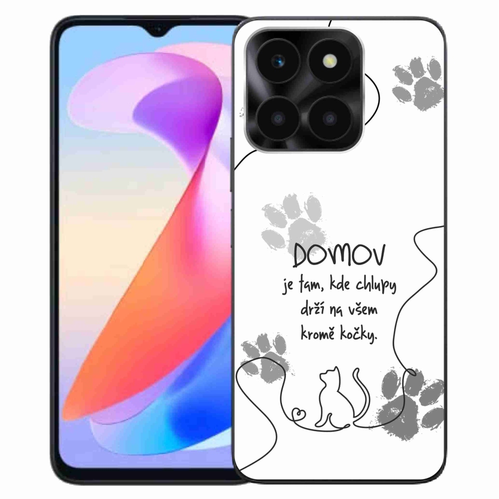 Gél borító mmCase a Honor X6a készülékhez - macska motívum fehér háttérrel