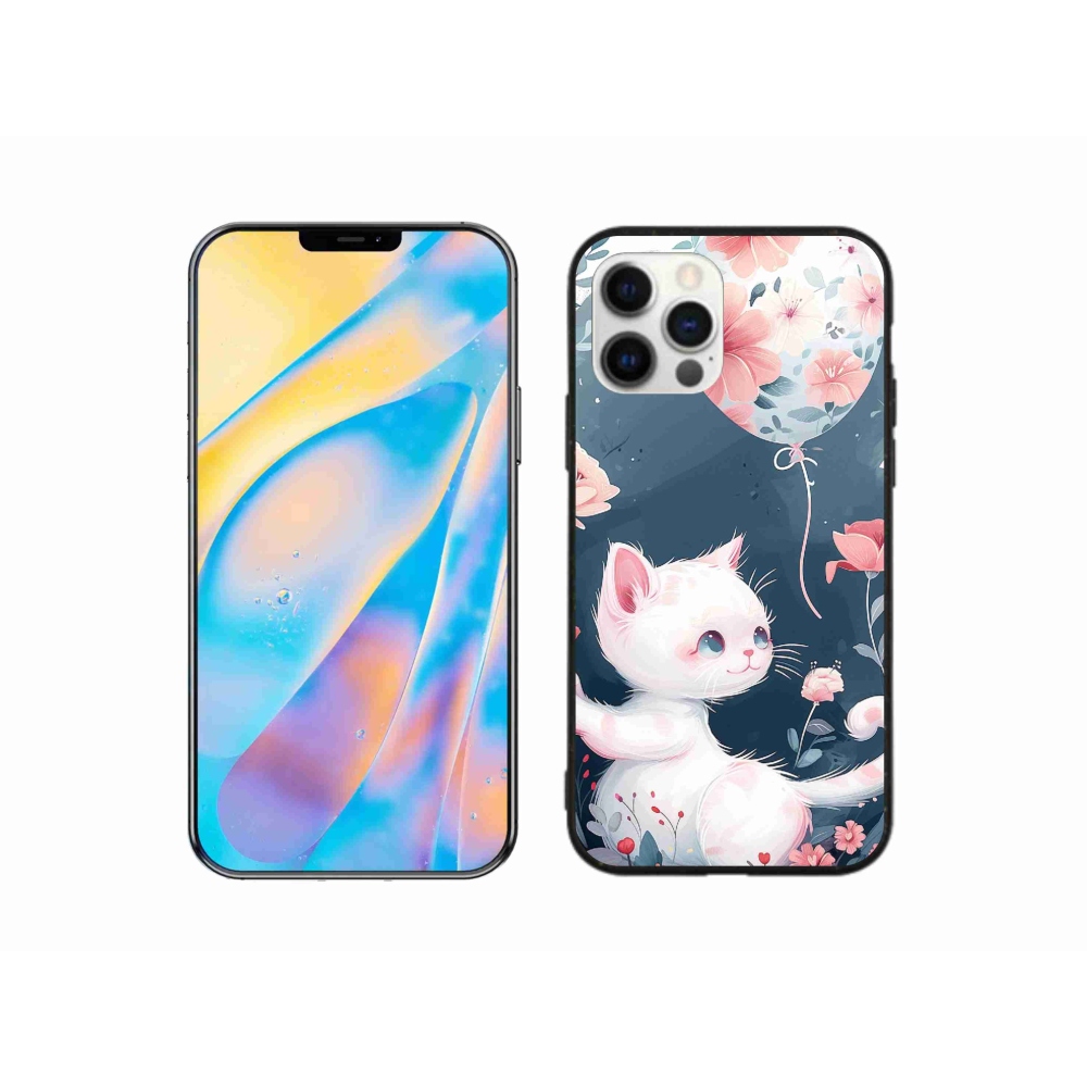 Gél borítás mmCase iPhone 12 készülékhez - cica lufival