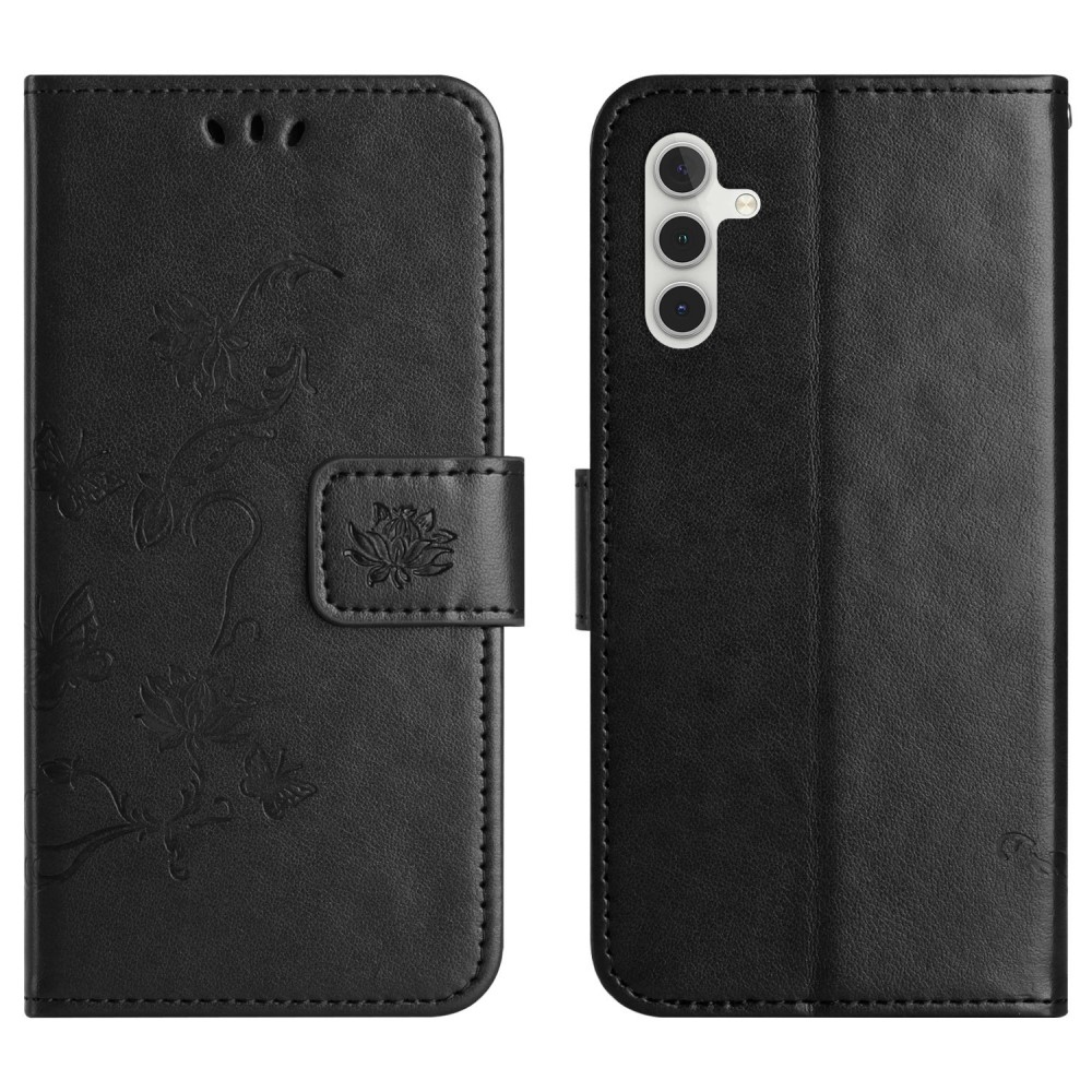 Virágos könyvtáska Samsung Galaxy A26 5G - fekete