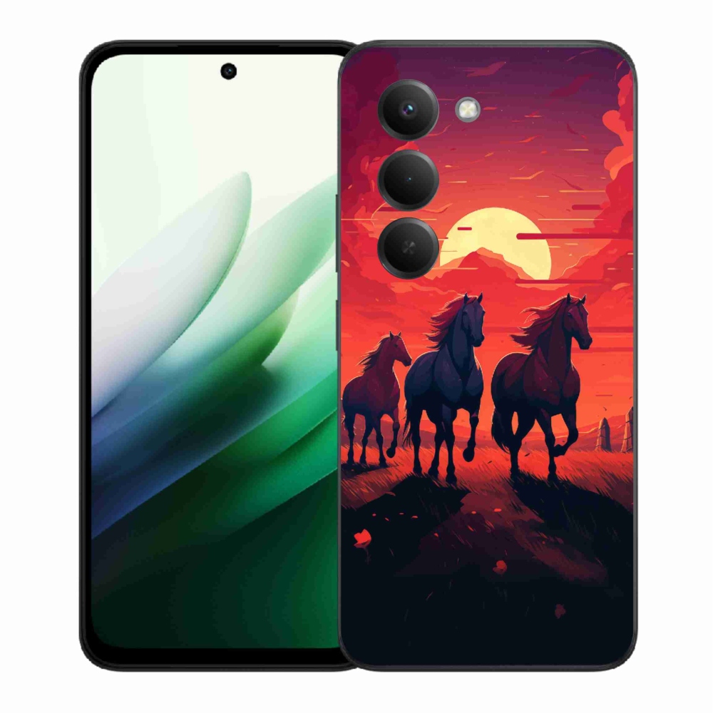 Gél borító mmCase a Xiaomi Redmi 15 5G-hez - lovak és naplemente