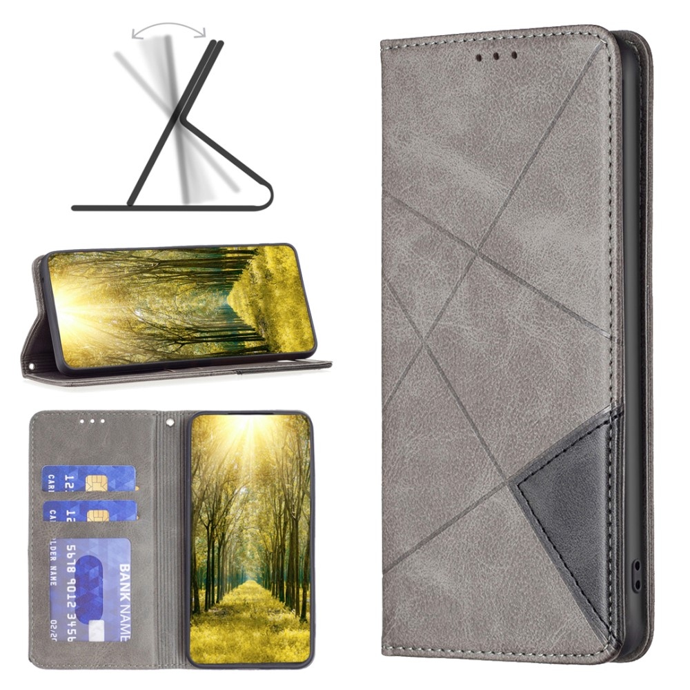 Háromszög alakú könyv tok Xiaomi Redmi Note 13 Pro 4G/Poco M6 Pro - szürke