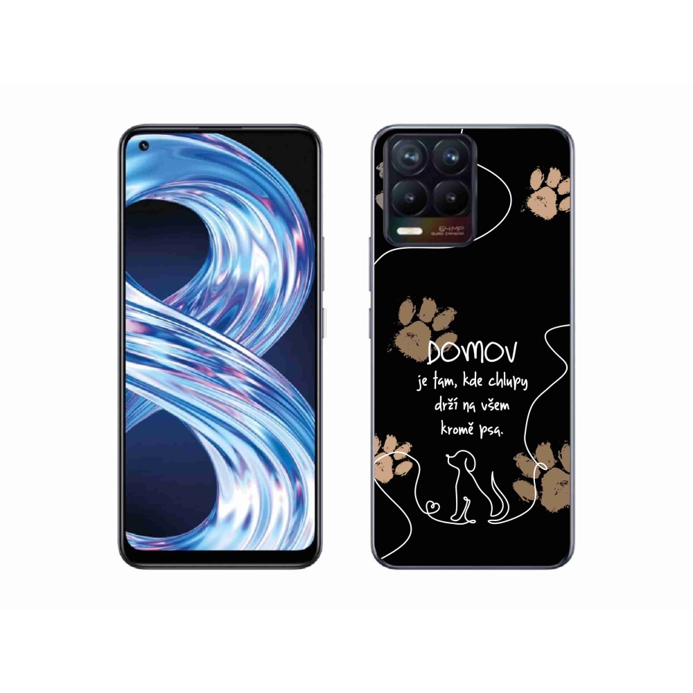 Gél borító mmCase a Realme 8 4G készülékhez - kutya motívum fekete háttérrel