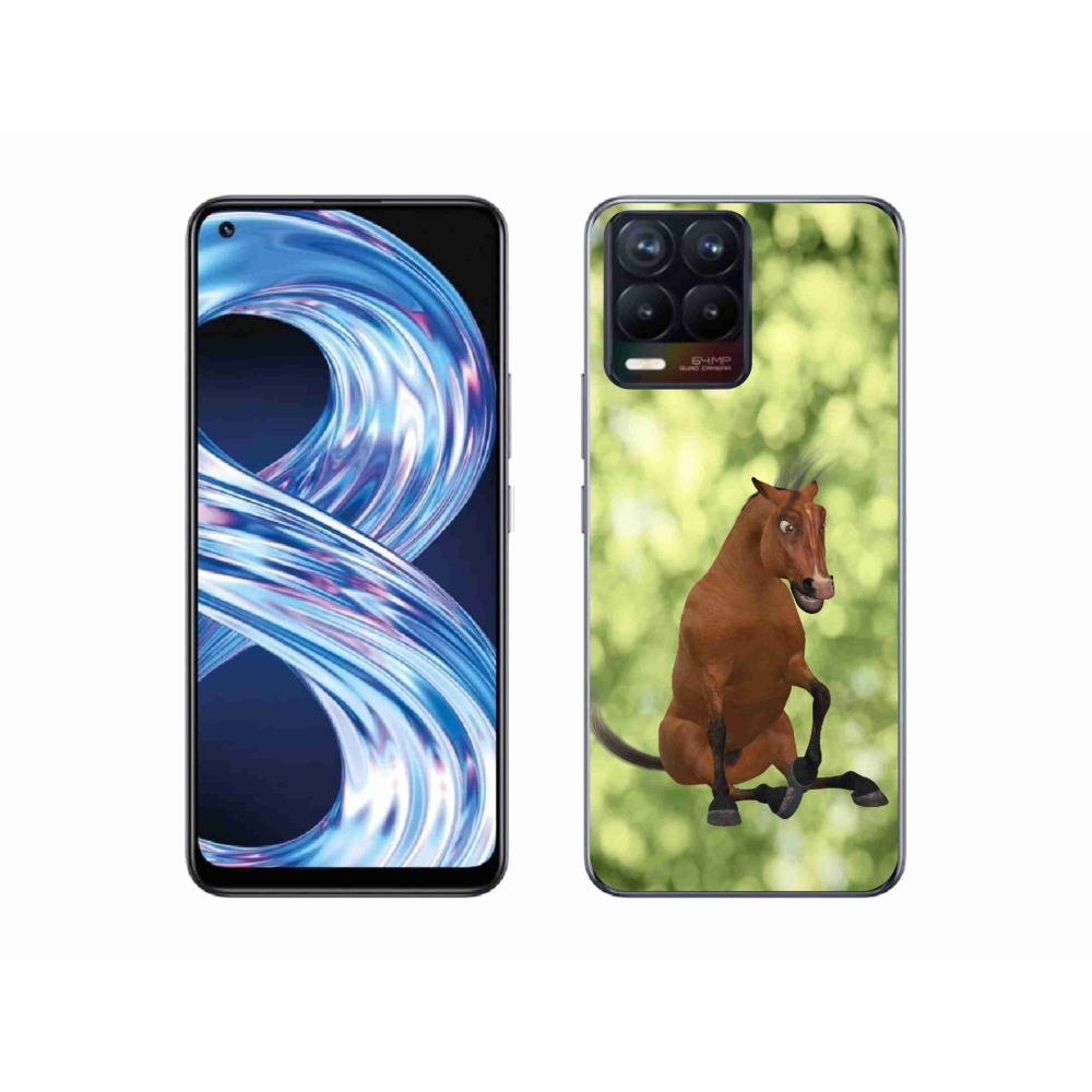 Zselés borítás mmCase a Realme 8 Pro-hoz - barna rajzfilm ló 1