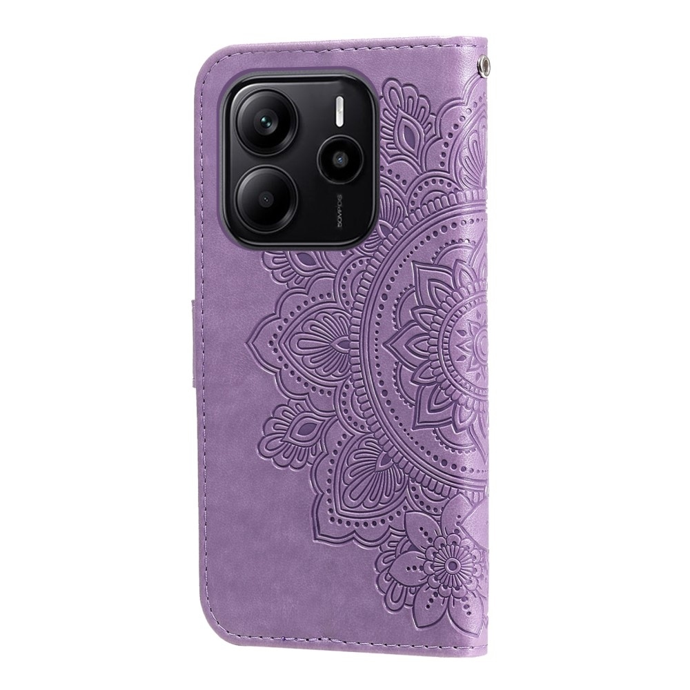 Virágos könyv tok Xiaomi Redmi Note 14-hez - lila