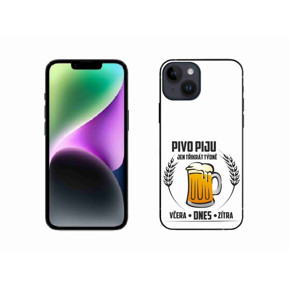 Gél borítás mmCase iPhone 14 készülékhez - sör motívum fehér háttér