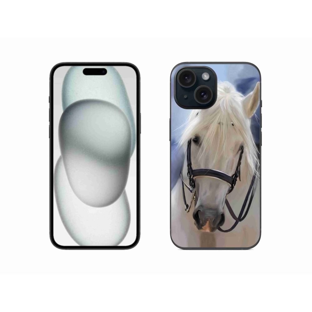 Zselés borítás mmCase iPhone 15 készülékhez - fehér ló
