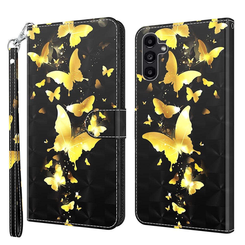 Nyomtatott könyv tok Samsung Galaxy A15 4G/5G készülékhez - arany pillangók