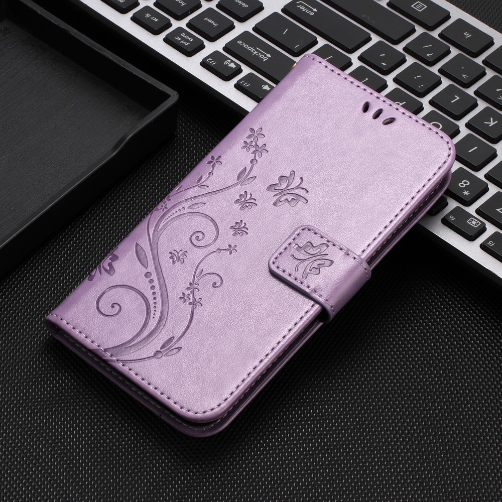 Virágok könyv tok Xiaomi 15 Pro-hoz - világos lila