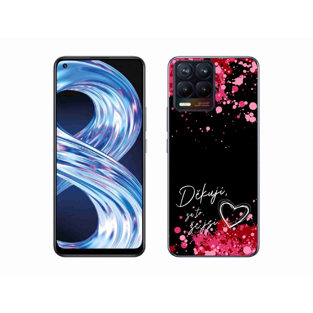 Gél borító mmCase a Realme 8 4G-n - szerelmes szöveg 2 fekete háttérrel