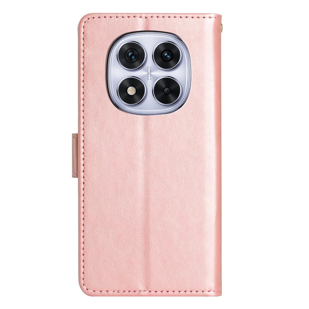 Virágok könyv tok Xiaomi Redmi Note 14 Pro 5G/Poco X7 5G - rózsaarany