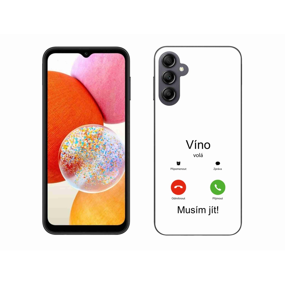Gél borítás mmCase Samsung Galaxy A14 4G/5G készülékhez - bor hívások fehér háttérrel