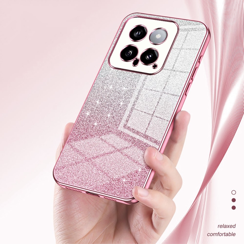 Vágott zselés csillogó tok a Xiaomi 14-hez - rózsaszínű