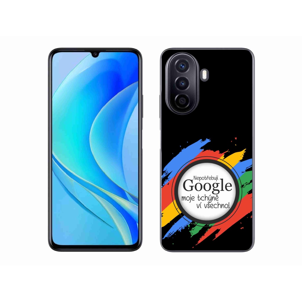 Gél borító mmCase a Huawei Nova Y70-en - anyós mindent tud fekete háttérrel