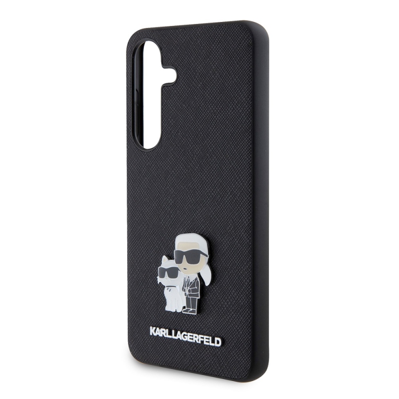 Karl Lagerfeld PU Saffiano fém Karl és Choupette hátlap Samsung Galaxy S24 fekete
