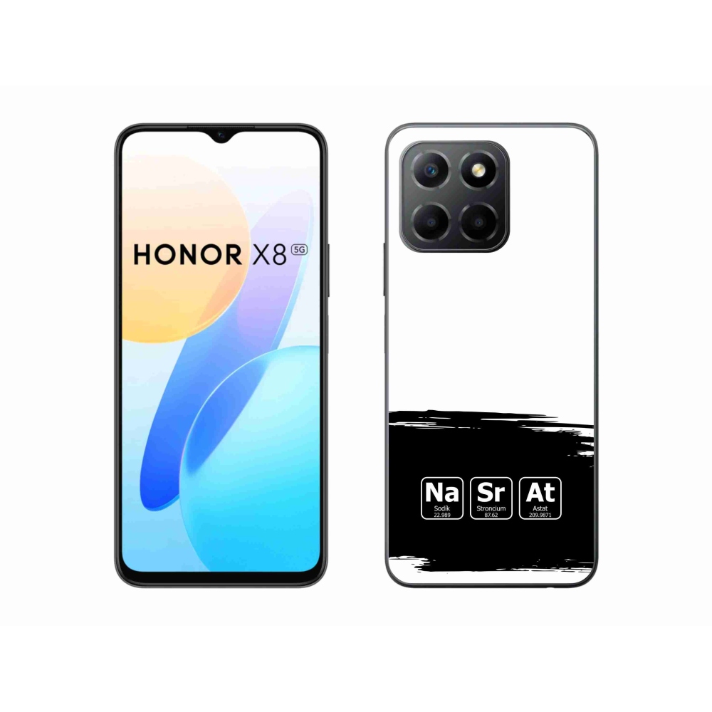 Gél borító mmCase a Honor X8 5G/Honor 70 Lite 5G számára - kémiai elemek fekete és fehér háttérrel