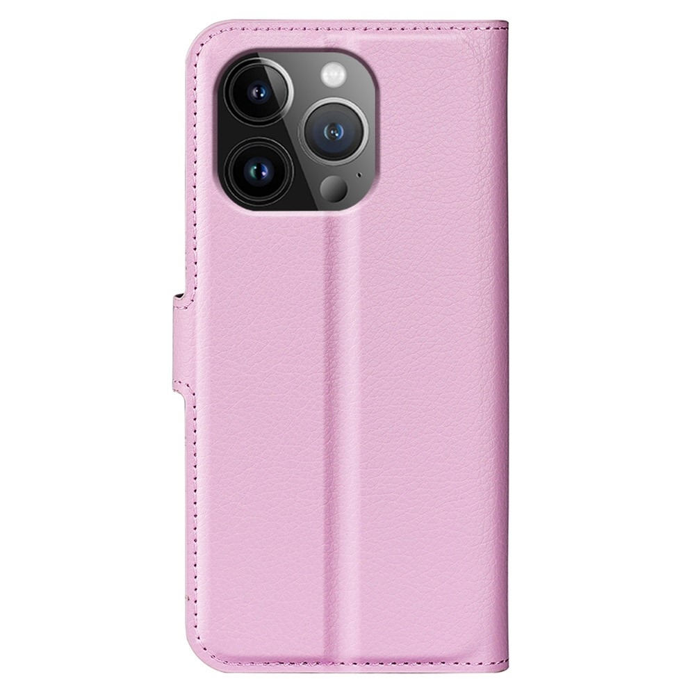 Litchi könyvtáska iPhone 15 Pro készülékhez - rózsaszín