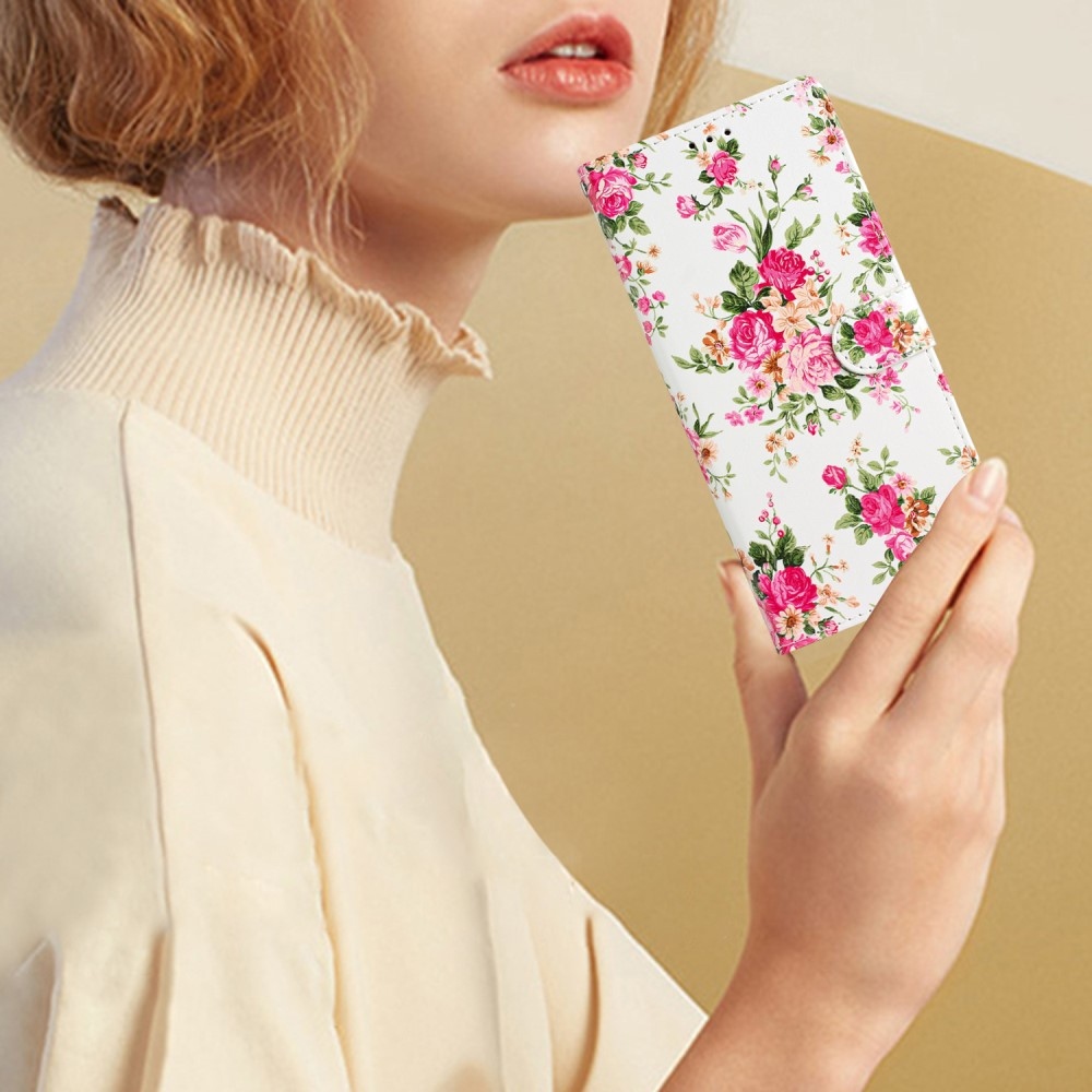 Egyedi könyv tok Samsung Galaxy A06 4G - piros virágos - piros virágok