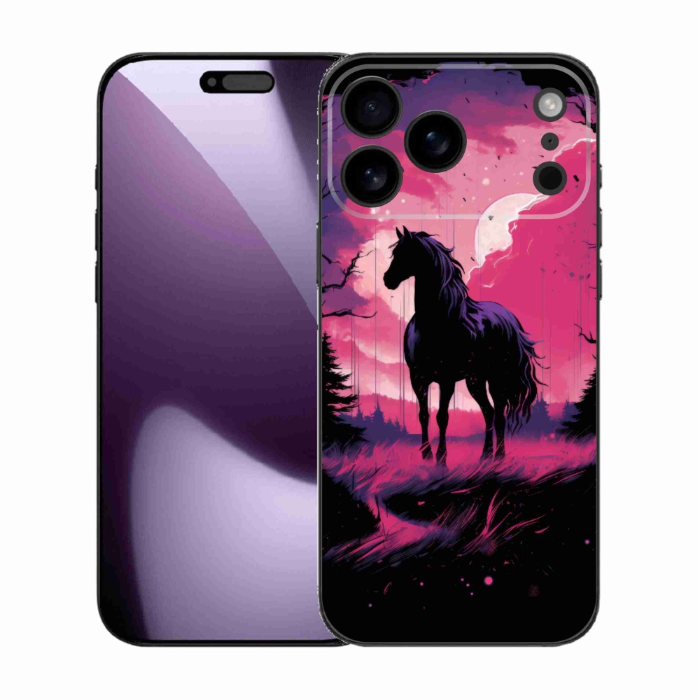 Gél borítás mmCase iPhone 17 Pro Max készülékhez - fekete rajzfilm ló 1