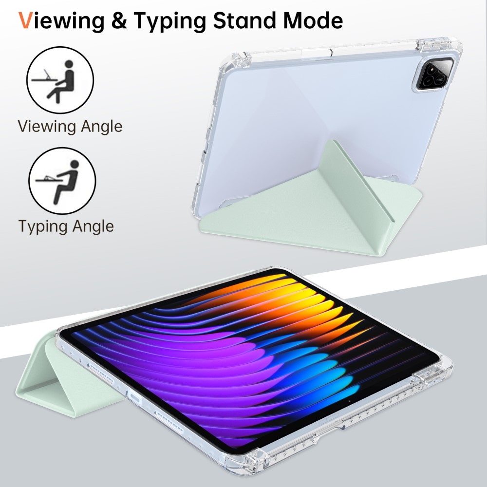 Origami intelligens pozicionáló tok Xiaomi Pad 7/7 Pro táblagéphez - világoszöld