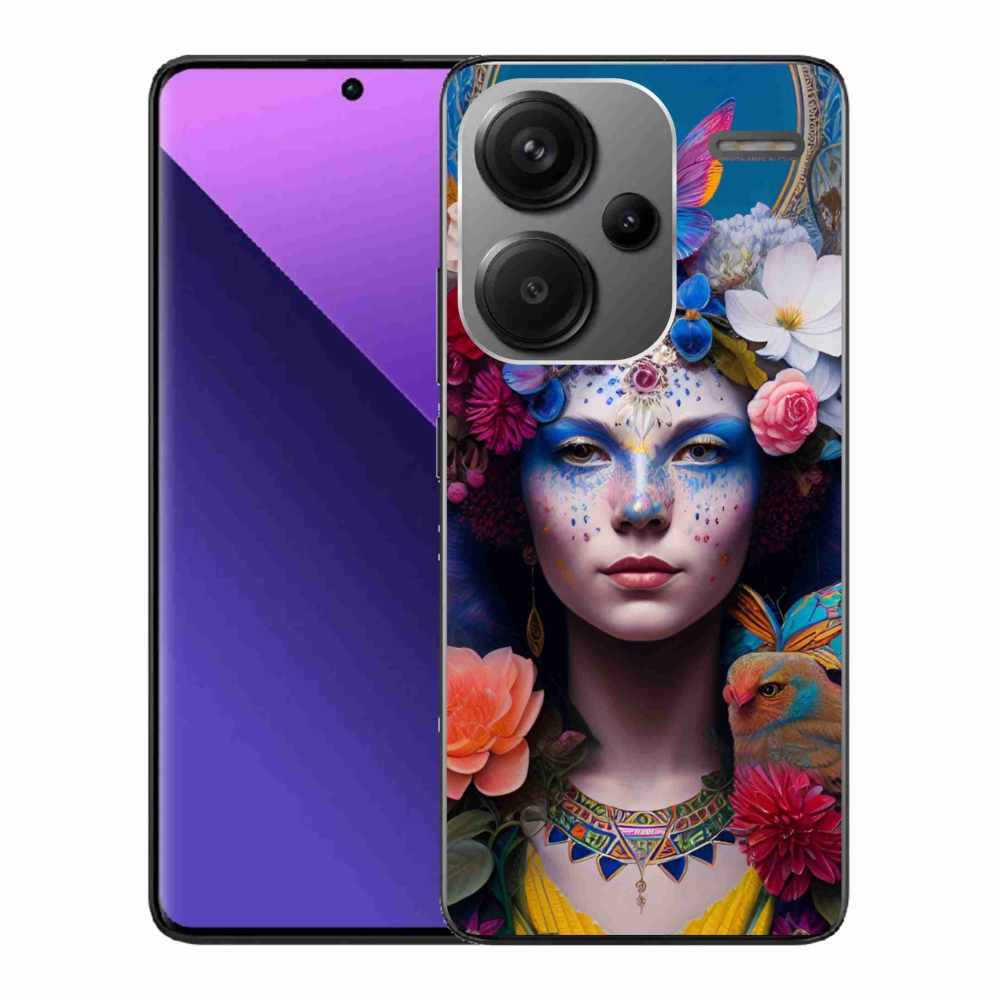Gél borítás mmCase a Xiaomi Redmi Note 13 Pro+ 5G számára - nő virágokkal