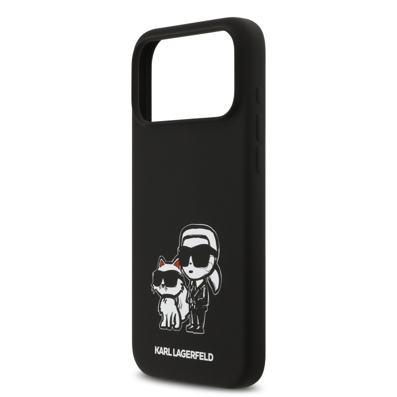 Karl Lagerfeld Liquid Silicone K&CH Sketch MagSafe hátlapi borító iPhone 17 Pro Max-hoz Fekete
