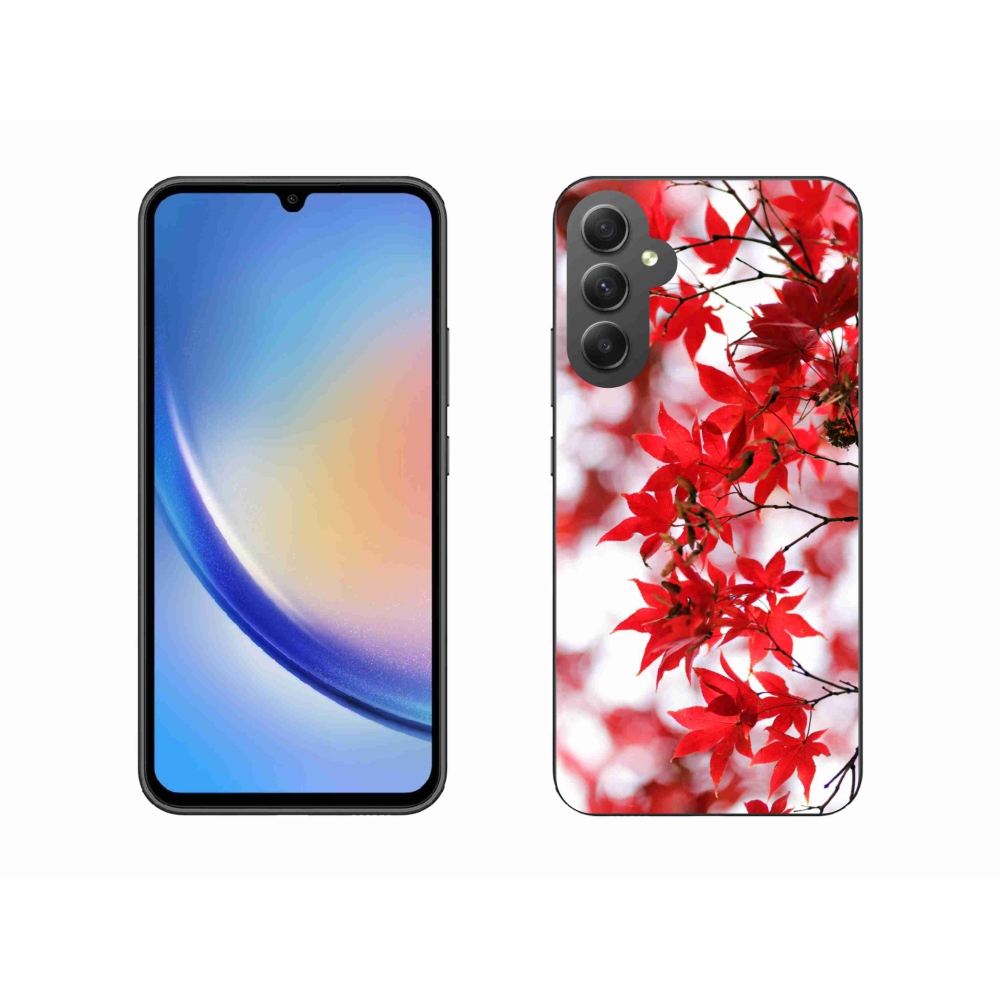 Zselés borítás mmCase Samsung Galaxy A34 5G - piros levelek