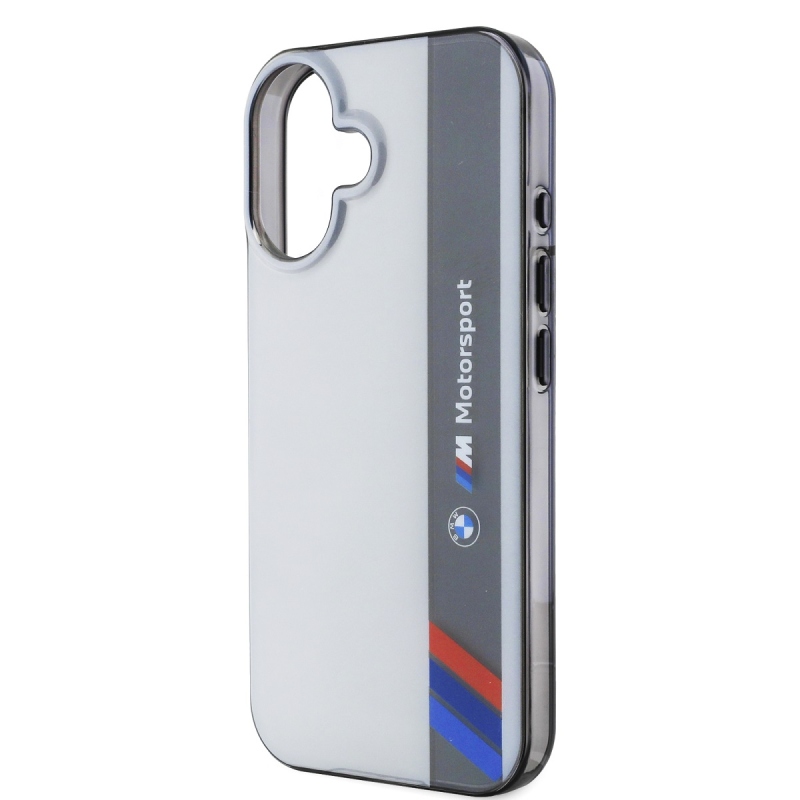 BMW IML Motorsport függőleges csíkos hátlap iPhone 16-hoz Szürke
