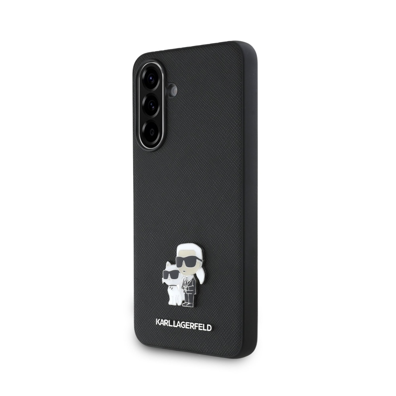 Karl Lagerfeld PU Saffiano fém Karl és Choupette hátlap Samsung Galaxy A56-hoz Fekete