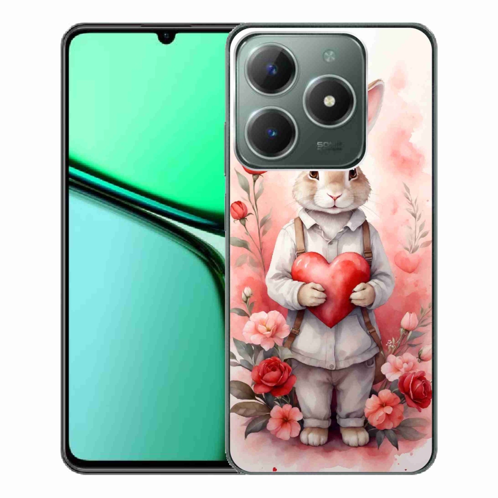 Zselés borítás mmCase a Realme C61 készülékhez - nyúl szívvel