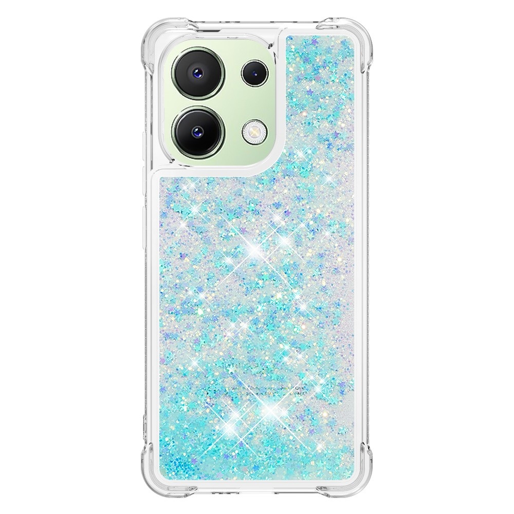 Glitter zselés homokóra tok Xiaomi Redmi Note 13-hoz - kék/csillagok