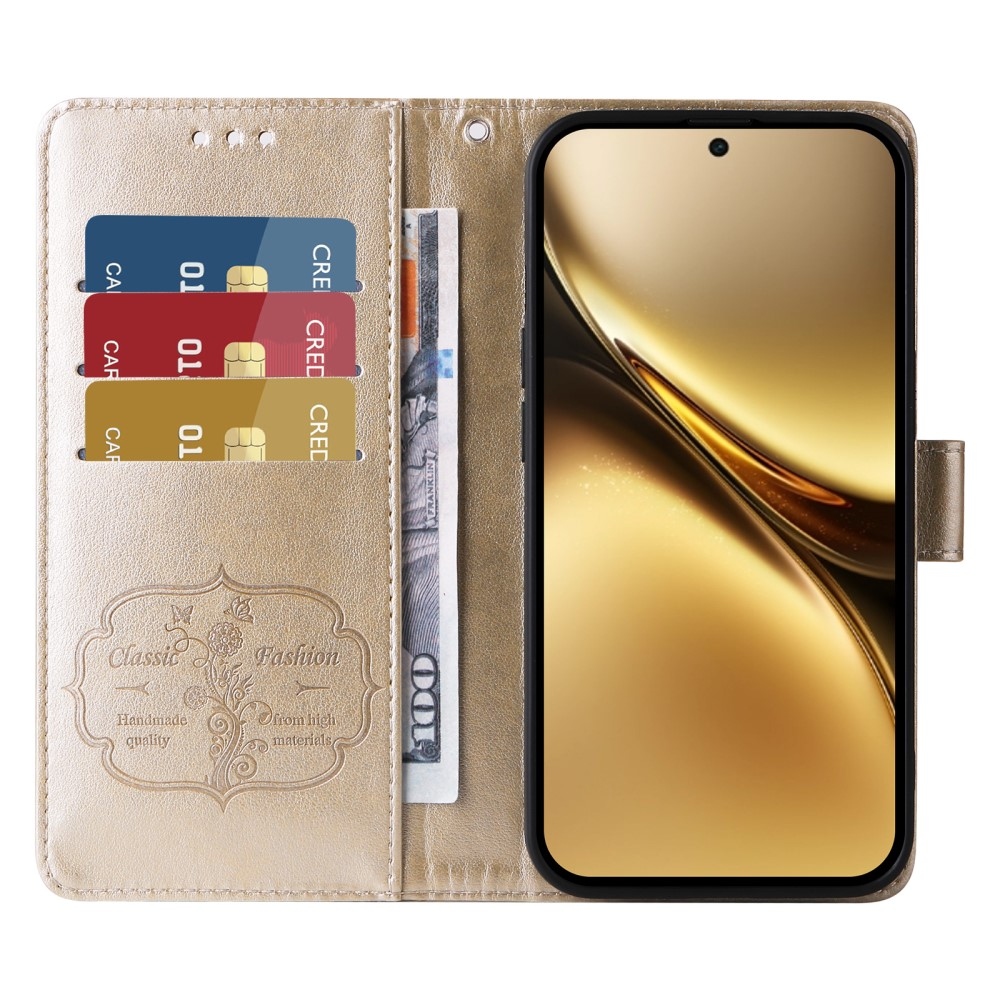 Virágos könyv tok a Vivo X200 Pro 5G-hez - arany színű
