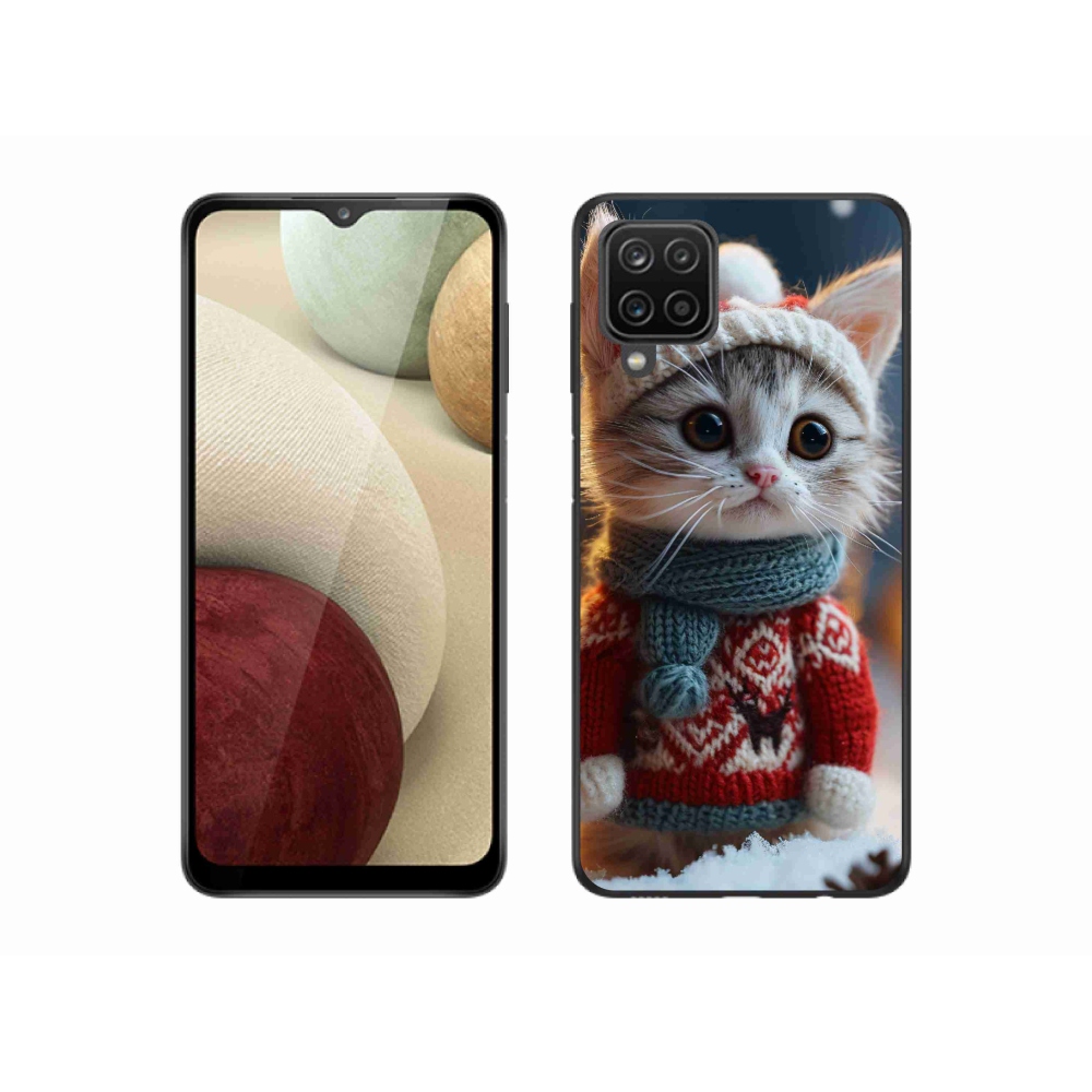 Gél borítás mmCase Samsung Galaxy M12 készülékhez - cica pulóverben