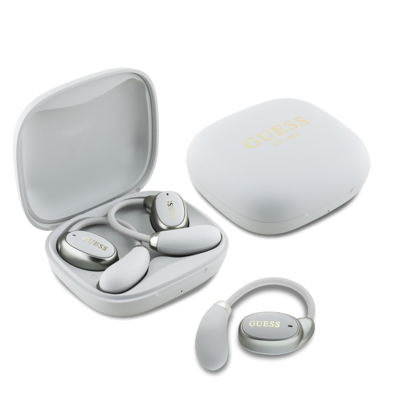 Guess Satin Classic Logo OWS vezeték nélküli fejhallgató bézs színben