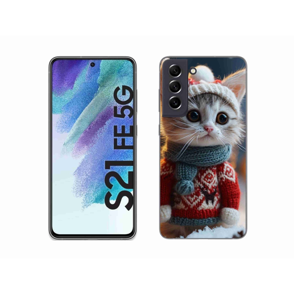 Zselés borítás mmCase Samsung Galaxy S21 FE 5G - cica pulóverben