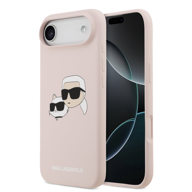 Karl Lagerfeld Folyékony szilikon dupla fejű MagSafe hátlap iPhone 17 Air rózsaszínű borítóhoz