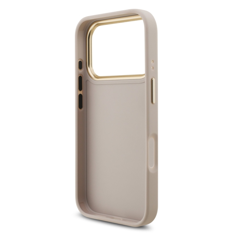 Guess PU bőr 4G fém logó arany keret hátlapi borító iPhone 17 Pro rózsaszínhez