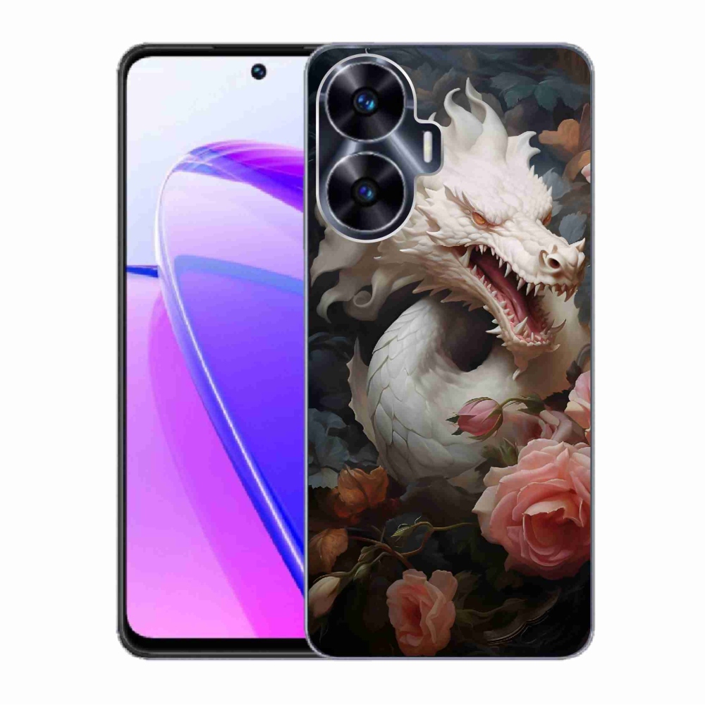 Zselés borítás mmCase a Realme C55 készülékhez - fehér sárkány