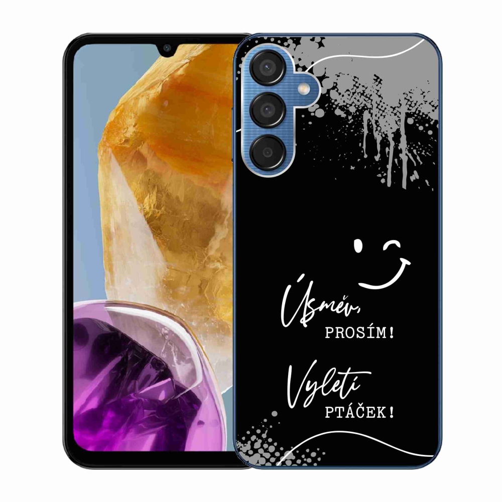 Gél borító mmCase Samsung Galaxy M15 5G - vicces szöveg 4 fekete háttérrel