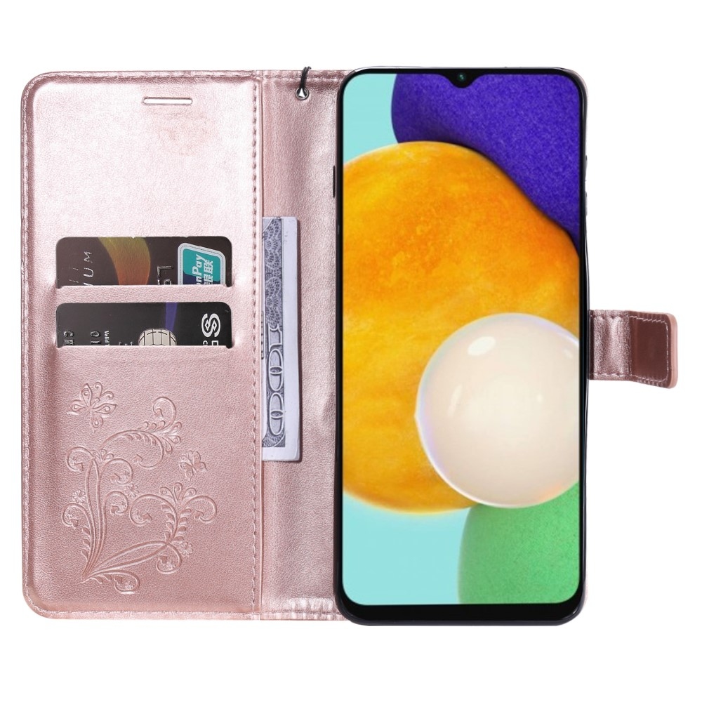 Nagy Buttefly könyv tok Samsung Galaxy A13 5G/A04s készülékhez - rózsaarany színű