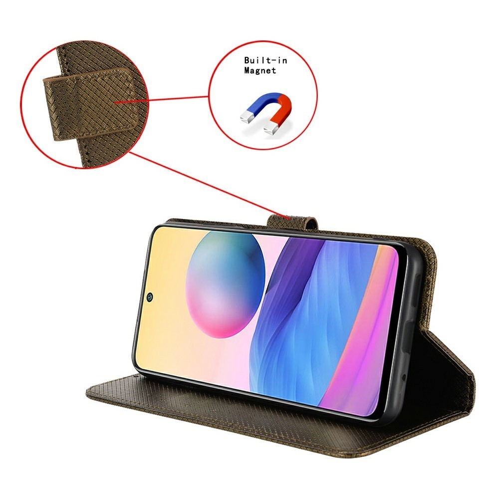 Gyémánt könyvtáska Realme Note 70T-hez - barna