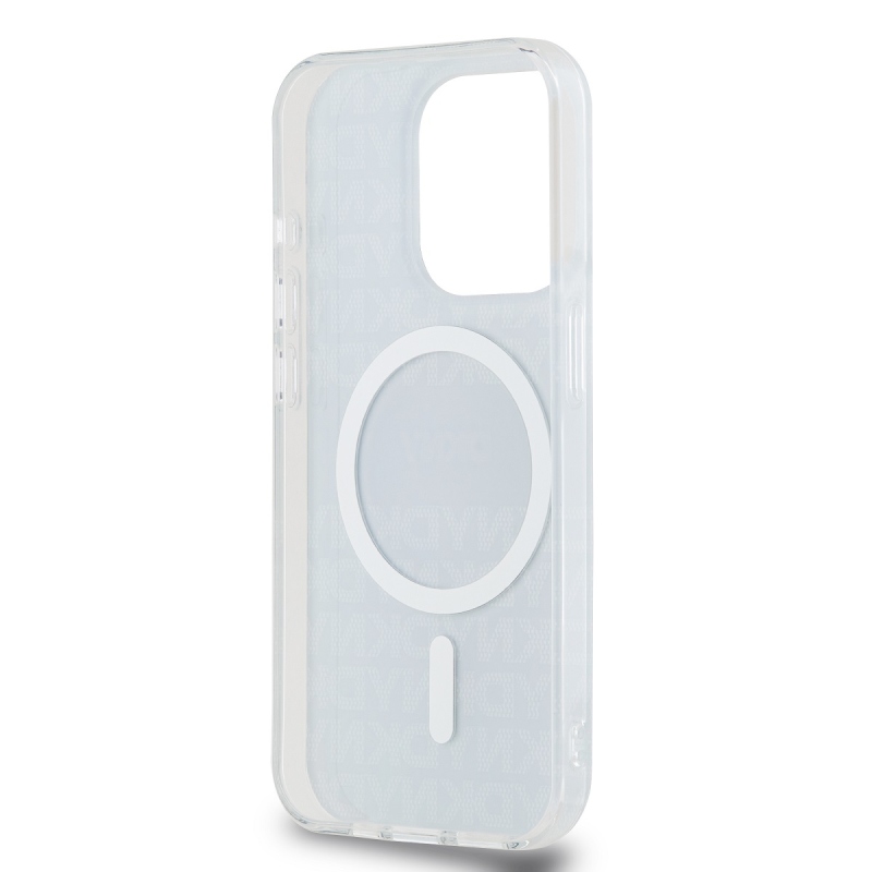 DKNY PC/TPU ismétlődő mintás tonális csíkos Magsafe hátlap iPhone 13 Pro Max-hoz Fekete