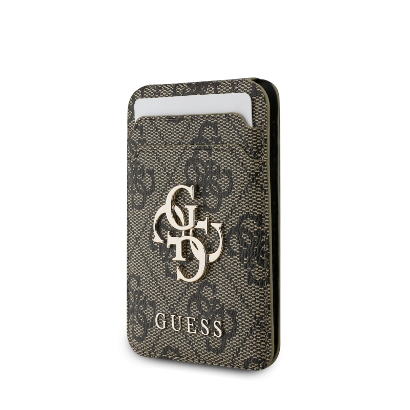 Guess 4G fém logós MagSafe Cardslot pénztárca állvánnyal Barna