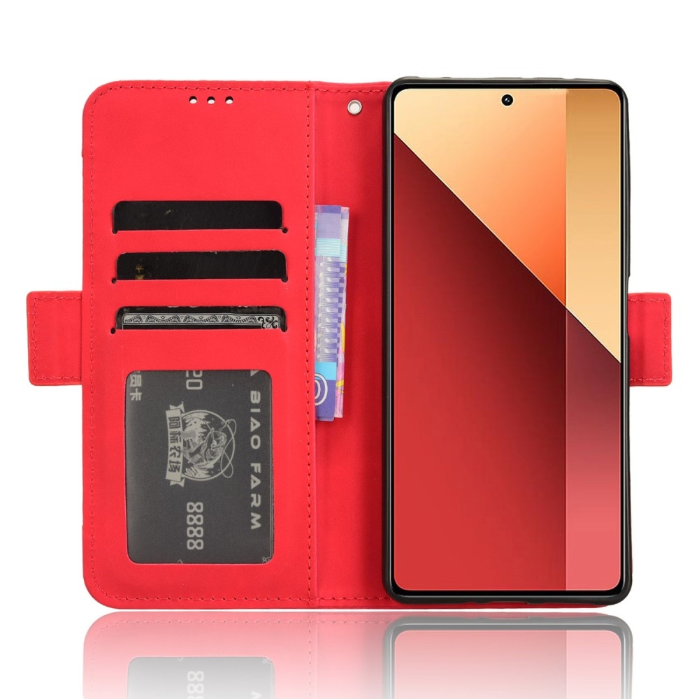 Kártyás könyv tok Xiaomi Redmi Note 14S/Note 13 Pro 4G/Poco M6 Pro - piros