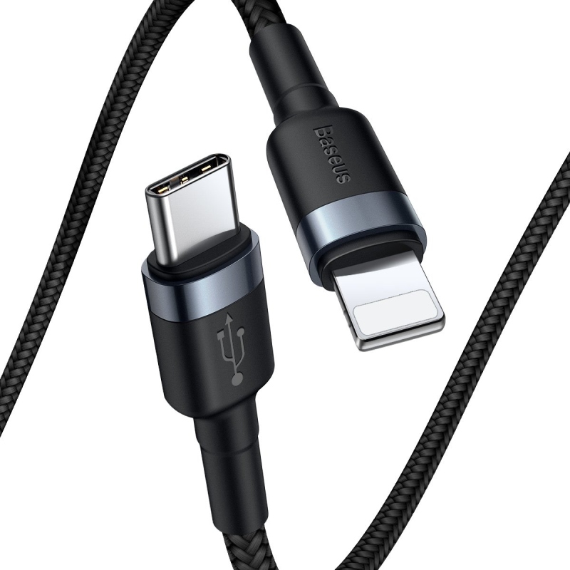 Baseus Cafule adatkábel USB-C - világítás 20W 1m szürke/fekete