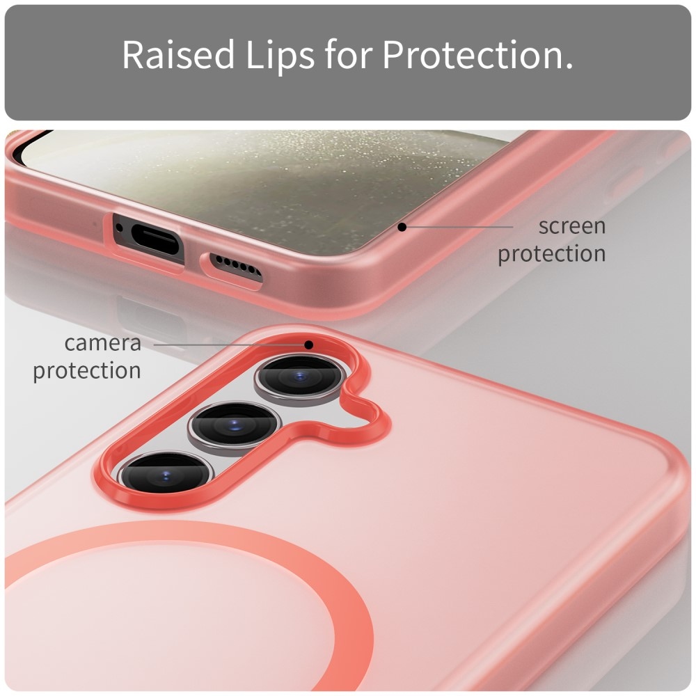 Frost zselés tok MagSafe támogatással Samsung Galaxy S24+/S25+ készülékhez - piros színű