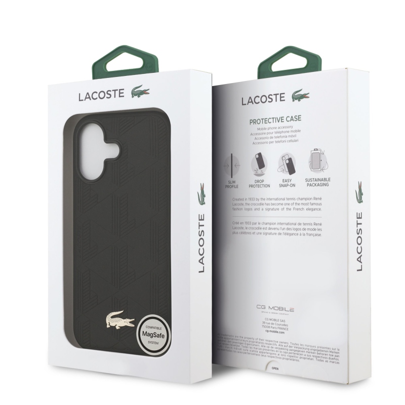 Lacoste PU Nomogramme Gold Logo MagSafe hátlap iPhone 17-hez, fekete