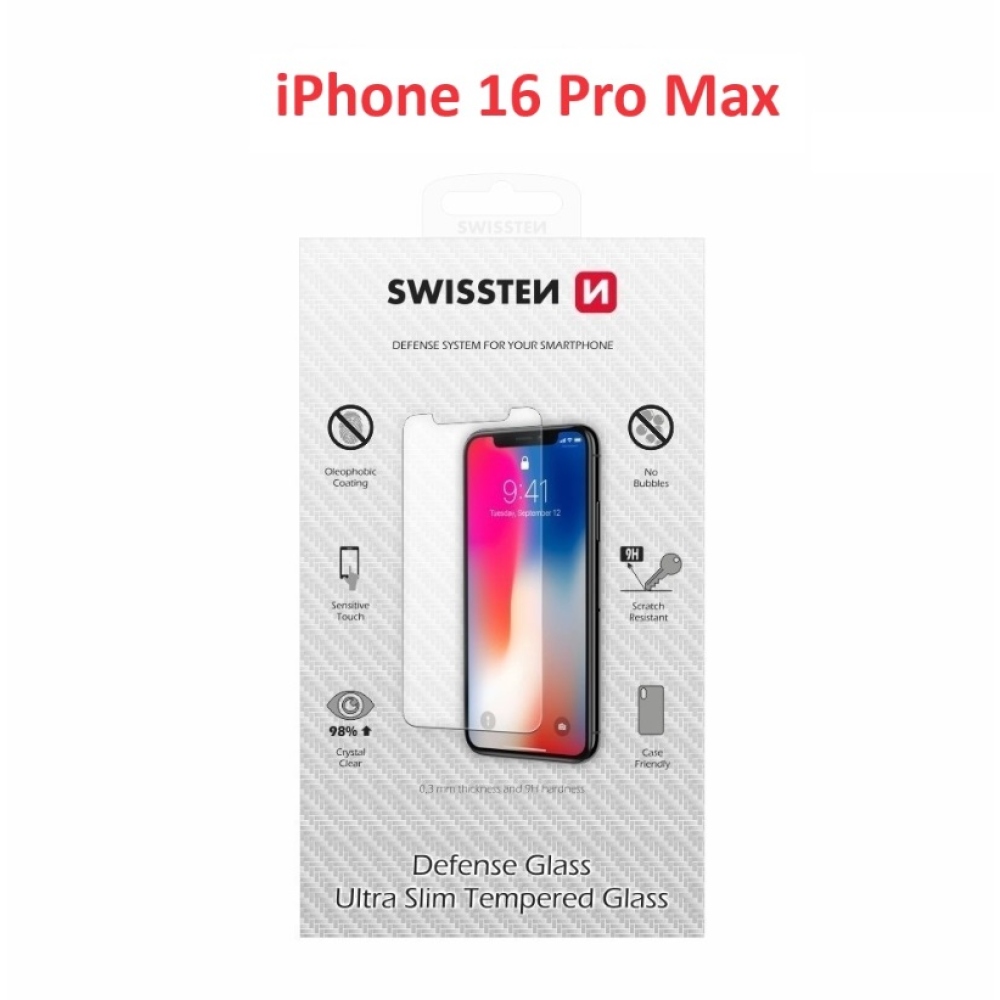 2.5D Swissten edzett üveg iPhone 16 Pro Max készülékhez