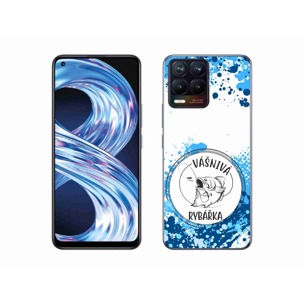 Gél borító mmCase a Realme 8 4G-n - szenvedélyes halásznő fehér háttérrel