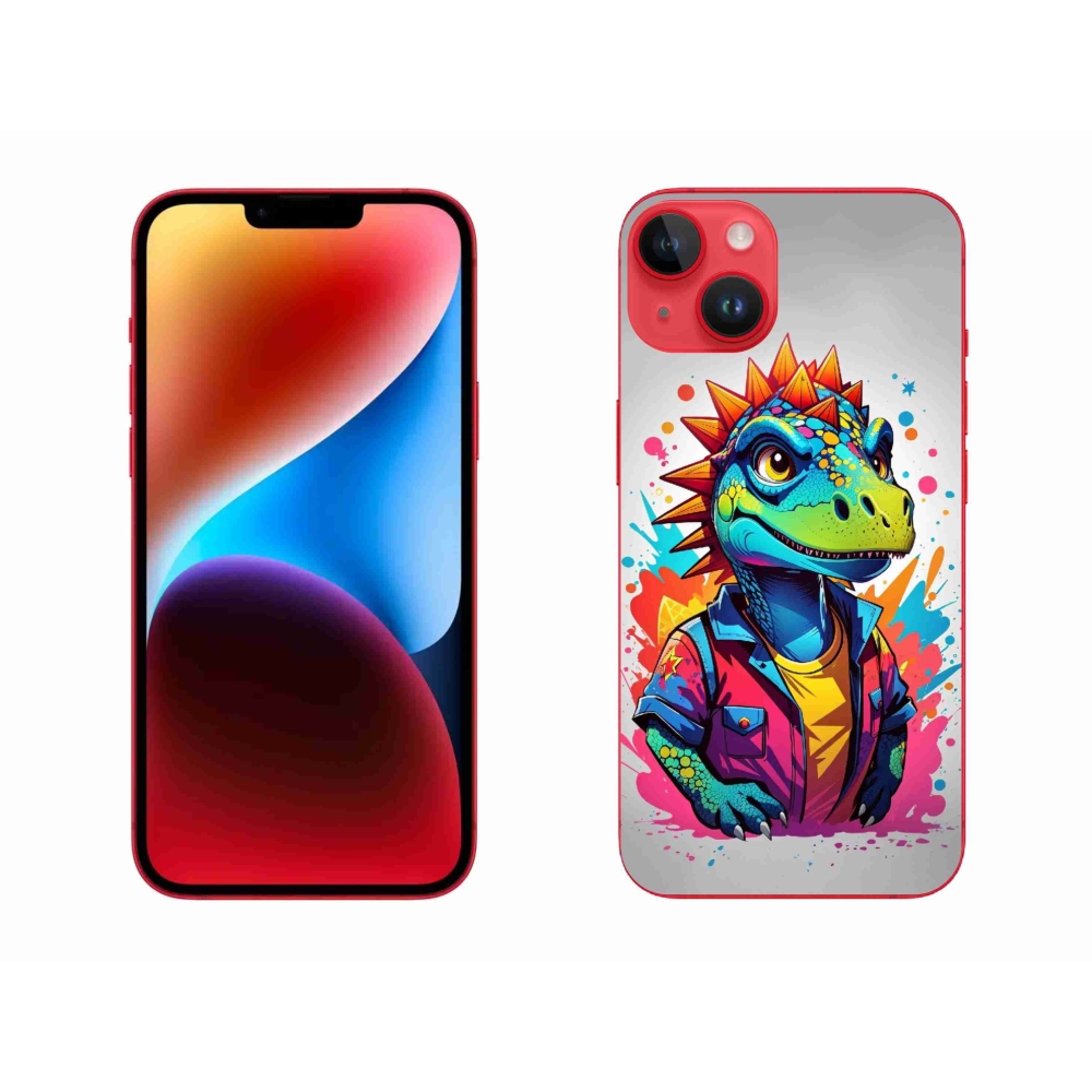 Zselés borítás mmCase iPhone 14 Plus készülékhez - színes dinoszaurusz