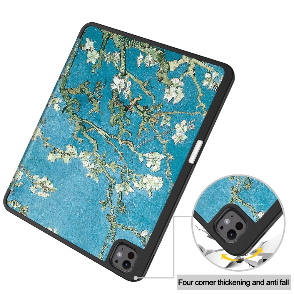Patte Zárható tok iPad Pro 13 (2024) - Fehér virágok